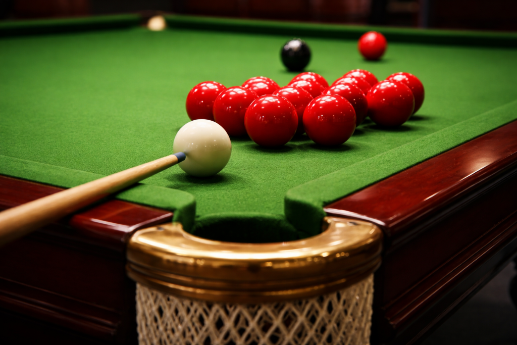 Snooker table close up